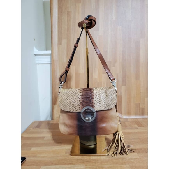 Authentic Prada Pushlock Python Leather Crossbody Bag - Picture 3 of 10